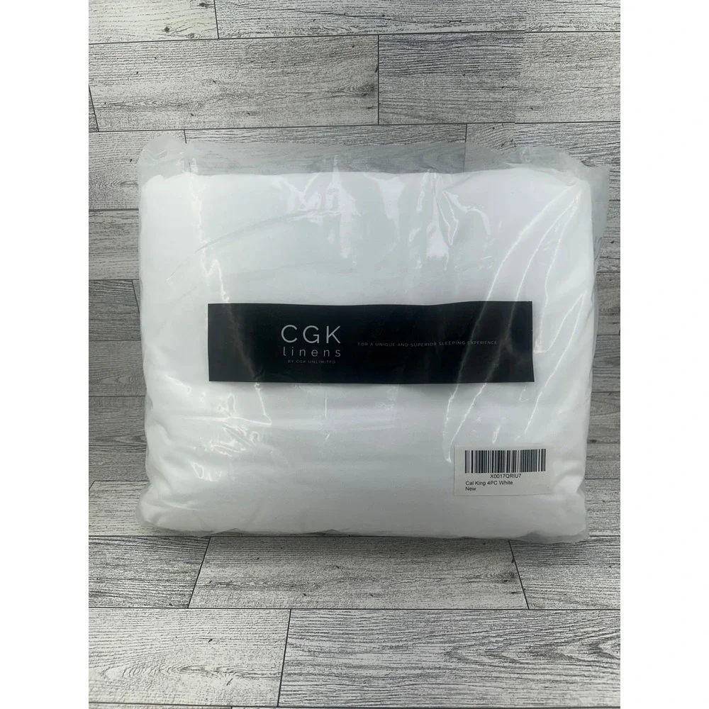 CGK Linens California King 4 Piece Sheet Set White Microfiber Deep Pocket New‎